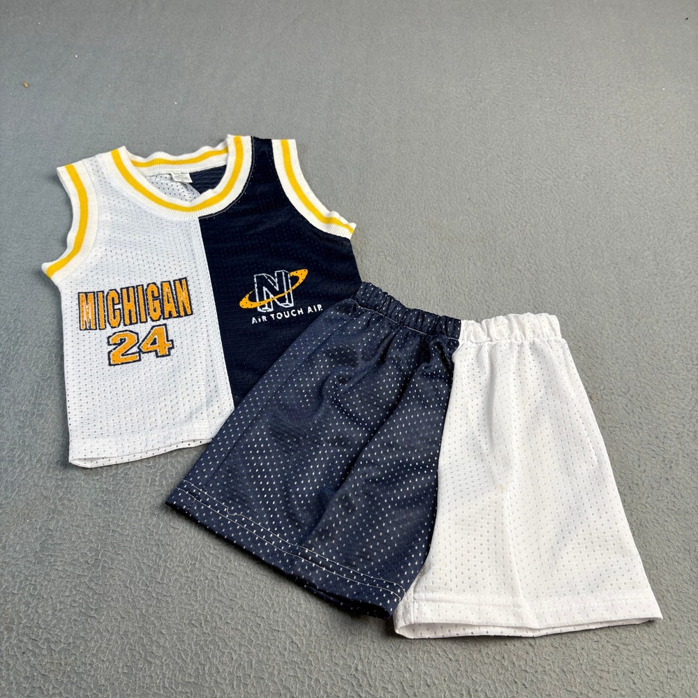 Vintage Air Touch Air Michigan 24 Mesh Basketball Jersey and Shorts Set Kids S